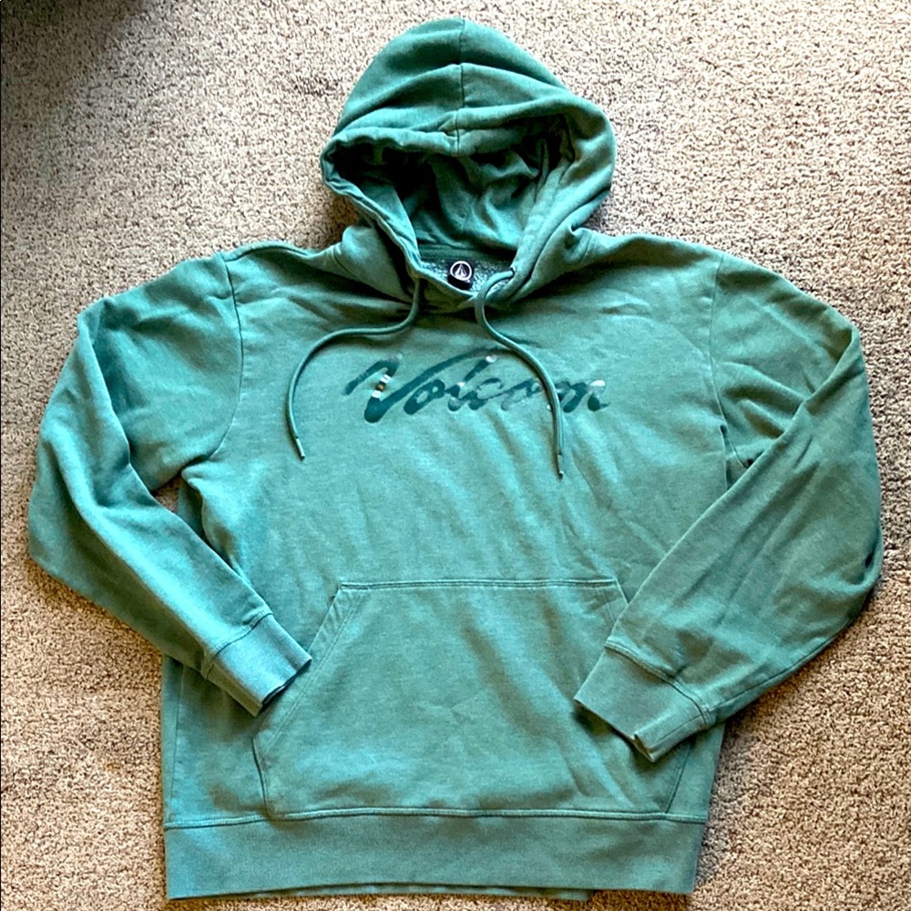 Volcom Green logo Sweatshirt Casual Hoodie men’s Sz M